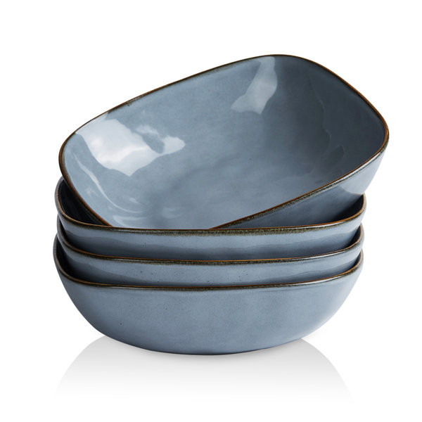 Mercer41 Jaswant 8'' Stoneware Large Square Pasta Bowl (Set of 4